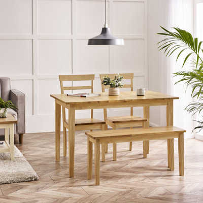 Alissah Rubberwood Extending Dining Table Set - Traditional Rustic Farmhouse Style