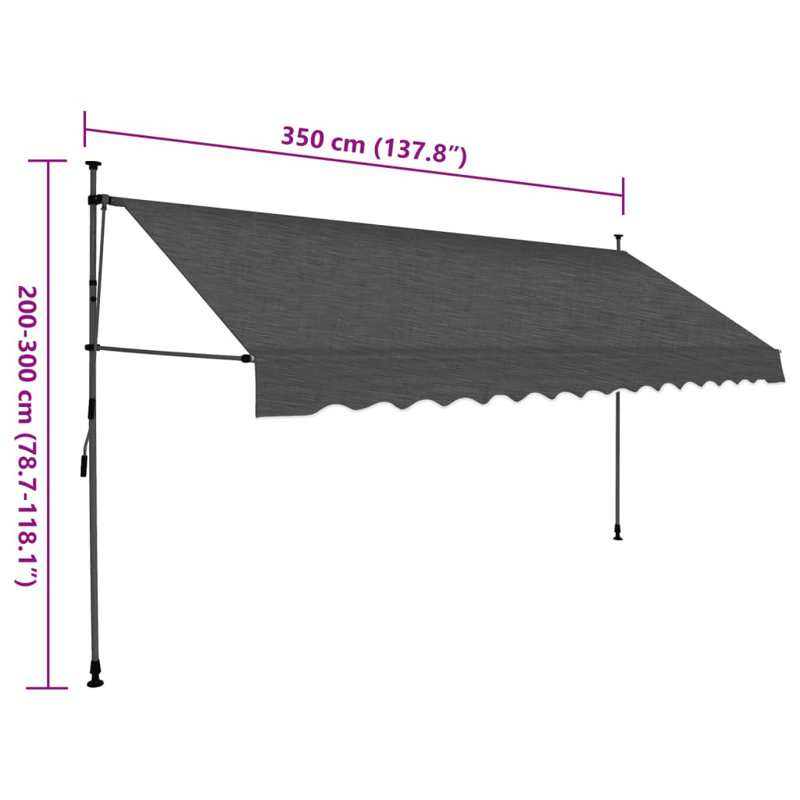 Dakota Fields Polyester Cream Cover Retractable, 3.5m W x 0.1m D, Black