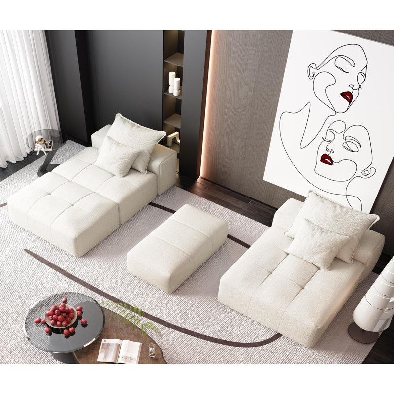 Canapé modulaire 127,56 po, canapé modulaire Cloud, canapé désossé surdimensionné pour le salon, chenille scintillante sans assemblage requis