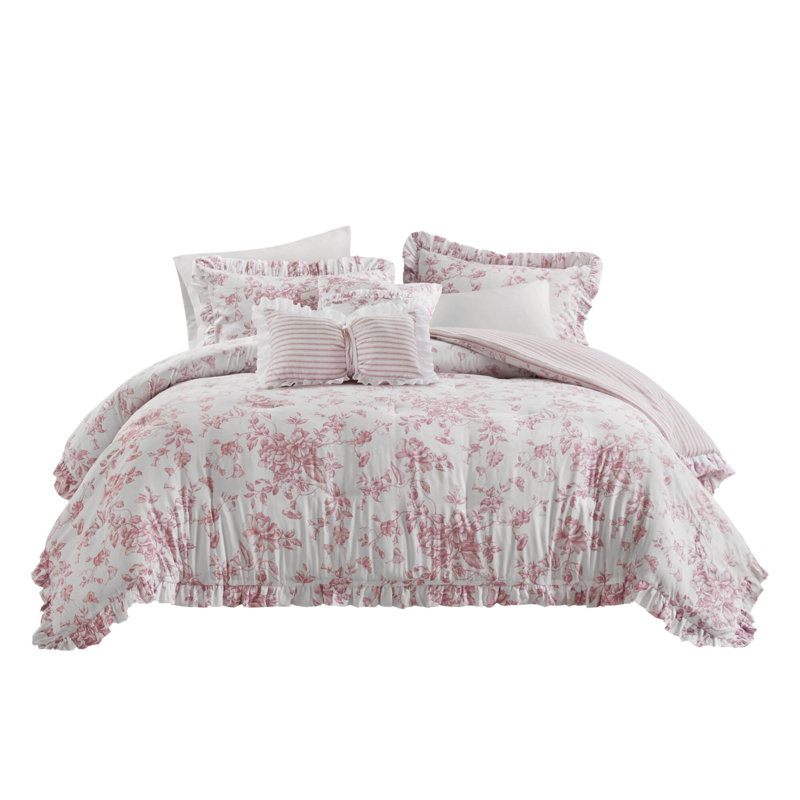 5 Pieces Full/Queen Comforter Set With Decorative Pillows