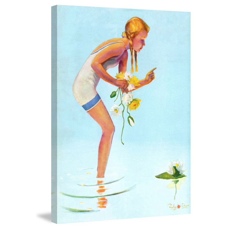 Girl With Flowers - Painting on Canvas, 45cm H x 30cm W