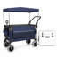 Chariot pliant avec auvent, pneus de plage 9 po, capacité de 480 lb, 300L de rangement - bleu gris-130973812