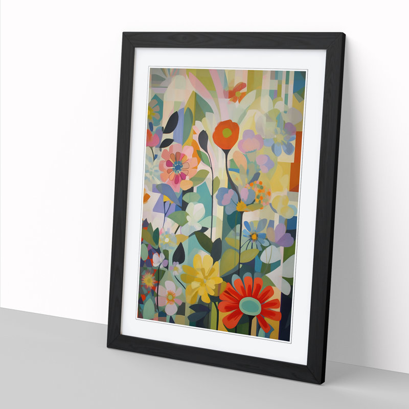 FRM-V0523-958X Flowers Orphism Style Vol.11 - Picture Frame Print, 34cm H x 25cm W x 2cm D