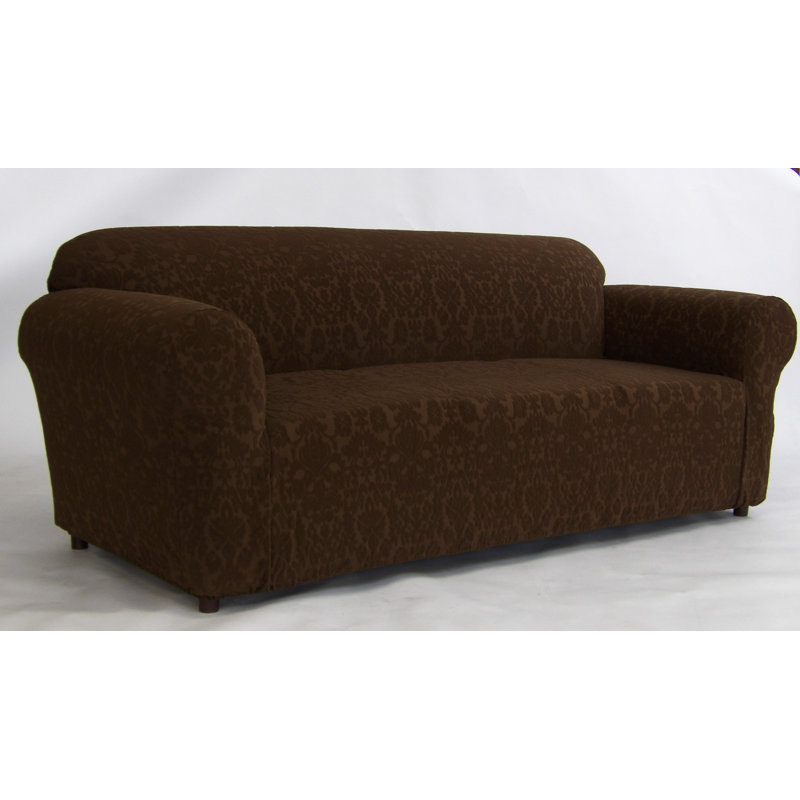 Housse pour canapé Stretch Floral, H 38 po x l 96 po x P 38 po, Brun