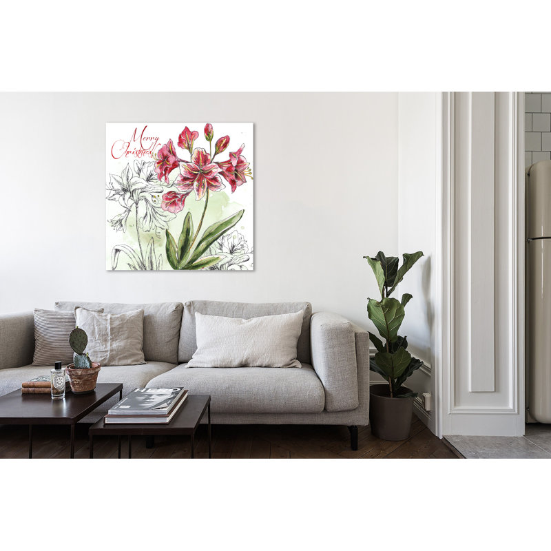 Christmas Amarillys: Merry Christmas - Wrapped Canvas Painting, 76.2 cm H x 76.2 cm W