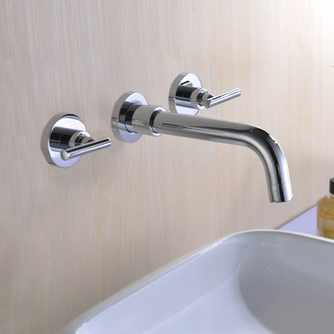 Wall Mount Vanity Faucet with 2 Handle, Bathroom Vanity Faucet with Brass Rough-in Valve sumerain