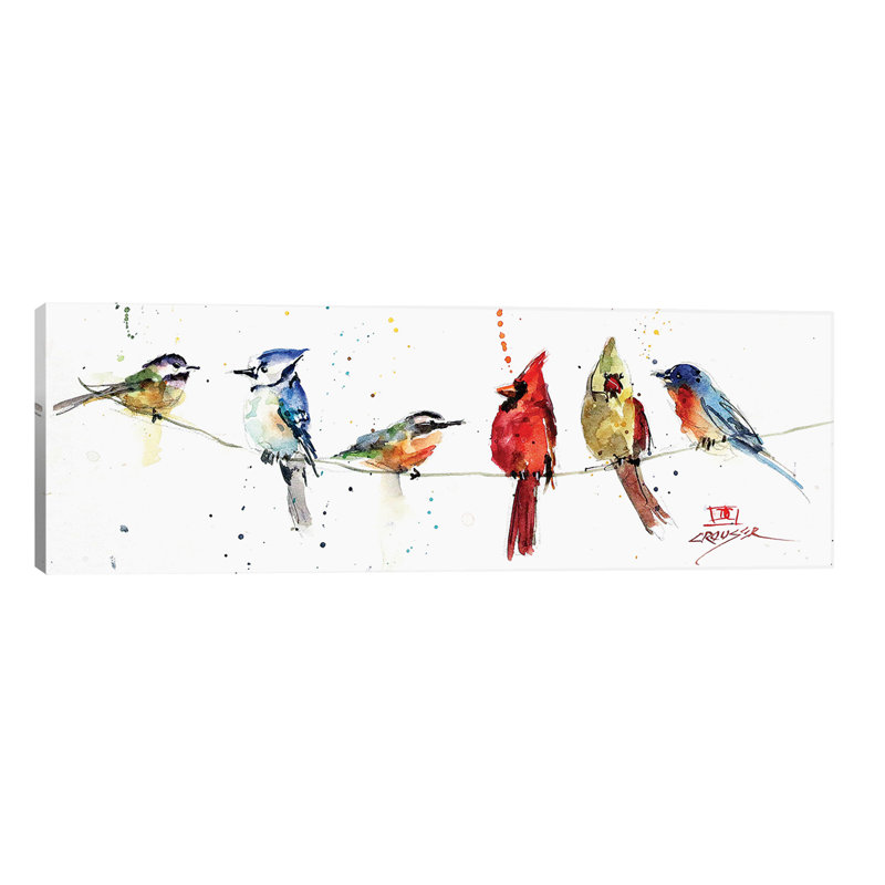 Birds On A Wire by Dean Crouser - Panoramic Painting on Canvas, No Frame, 30.48 cm H x 91.44 cm W x 3.175 cm D