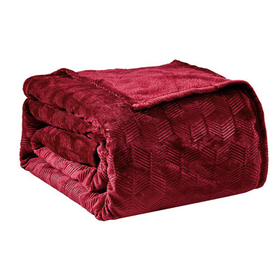 Ben & Jonah Luxury Chevron Plush Blanket – Ultra-soft Fleece, 100% Polyester, Burgundy, Perfect For Couch Or Bed, King (102” X 86”)
