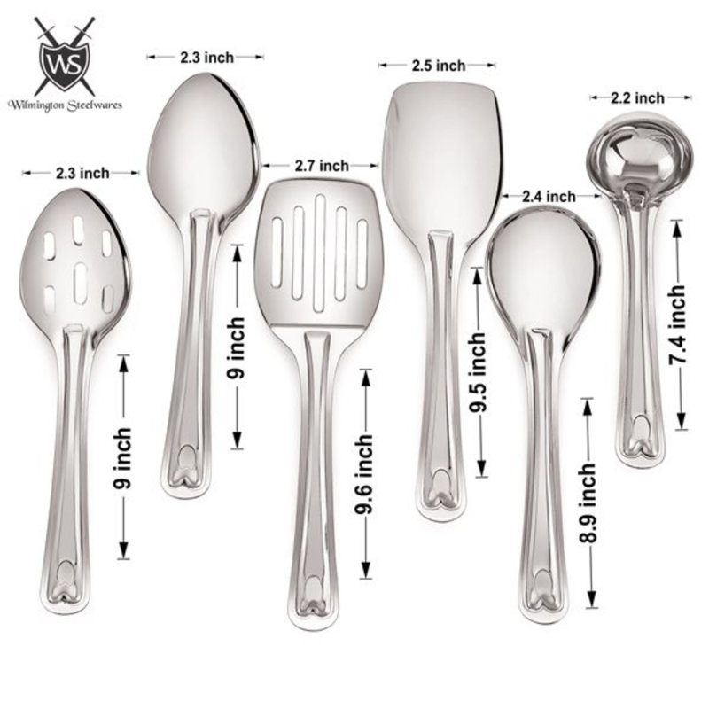 Ensemble 6 pièces d’ustensiles de cuisine en acier inoxydable 9 "Wilmington Steelwares