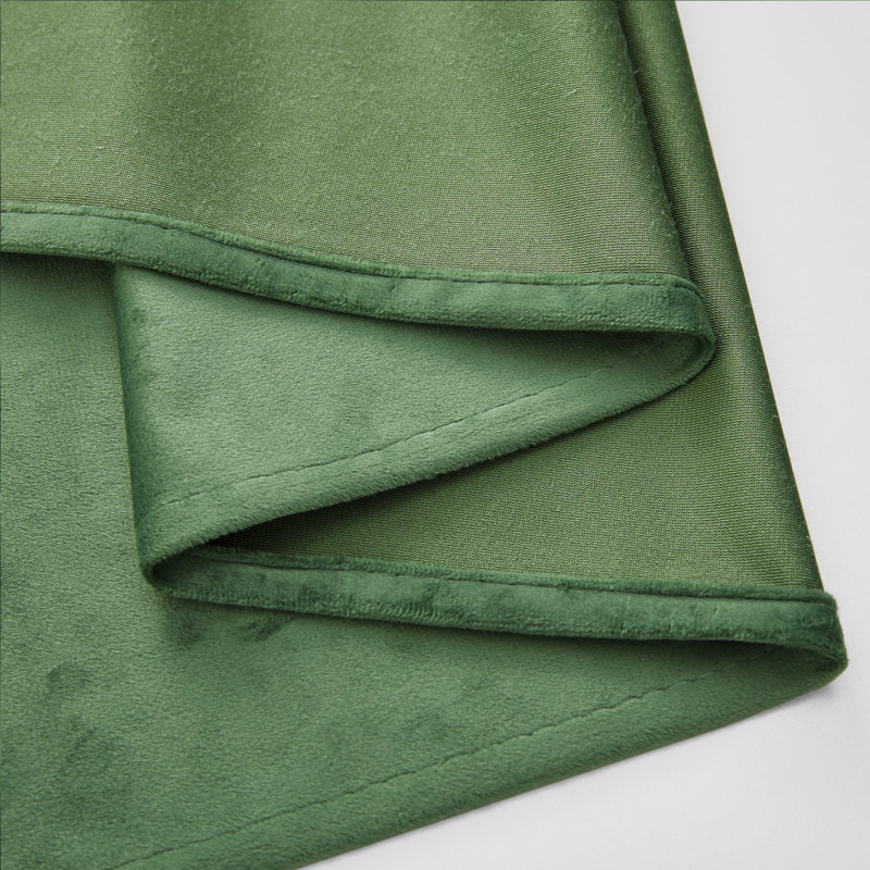 Deavion Velvet Solid Color Metal Grommets Room Darkening Curtain Panels, 52" W x 108" L, Sage Green