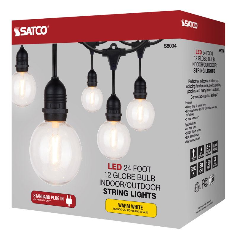 Kelvina Indoor / Outdoor 12 - Bulb 288 in. Plug-in LED Globe String Light