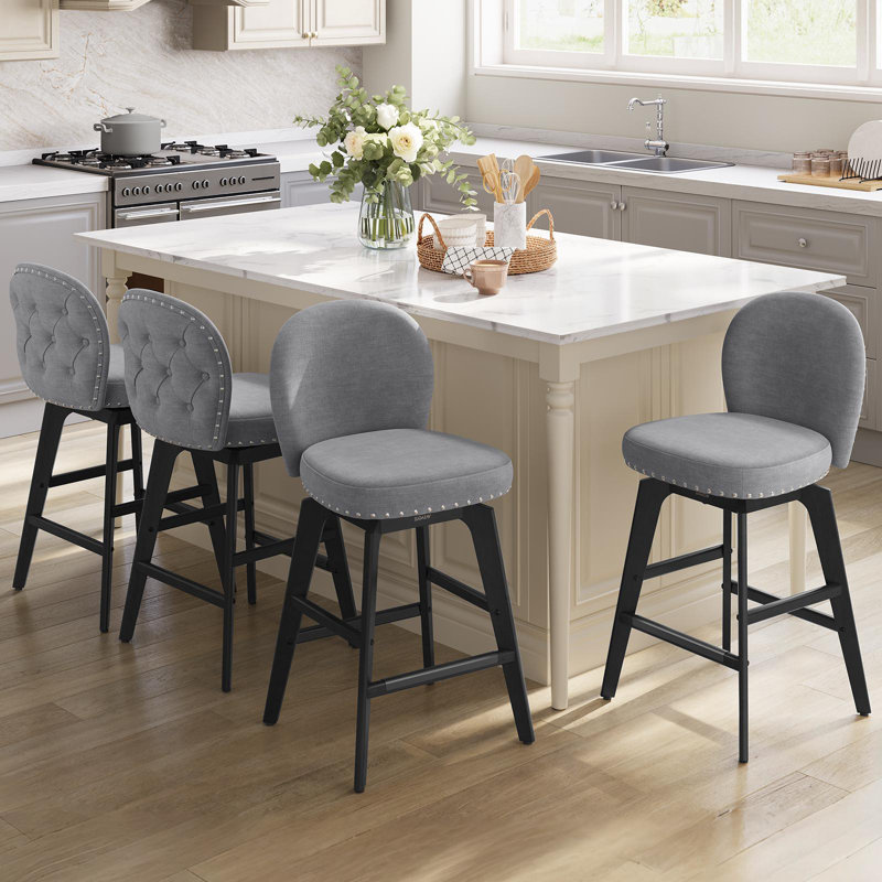 Ensemble de 2 tabourets de bar, tabourets de comptoir pivotants, Gris