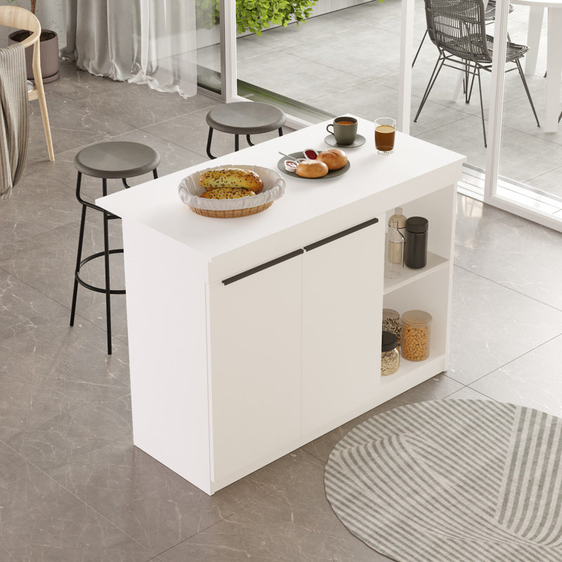 Modern Kitchen Table, White, 47.2 x 34.7 x 23.6 inches | 100% Melamine Coated Particle Board, Thickness: 0.7 inches | Stylish Solid Color Design, Perfect for Dining & Entertaining, Durable & Easy to Clean