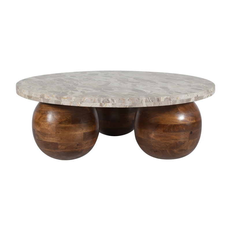 Modern Orbit Coffee Table with Solid Wooden Legs - Accent Centre Piece for Home And Living, Round Table