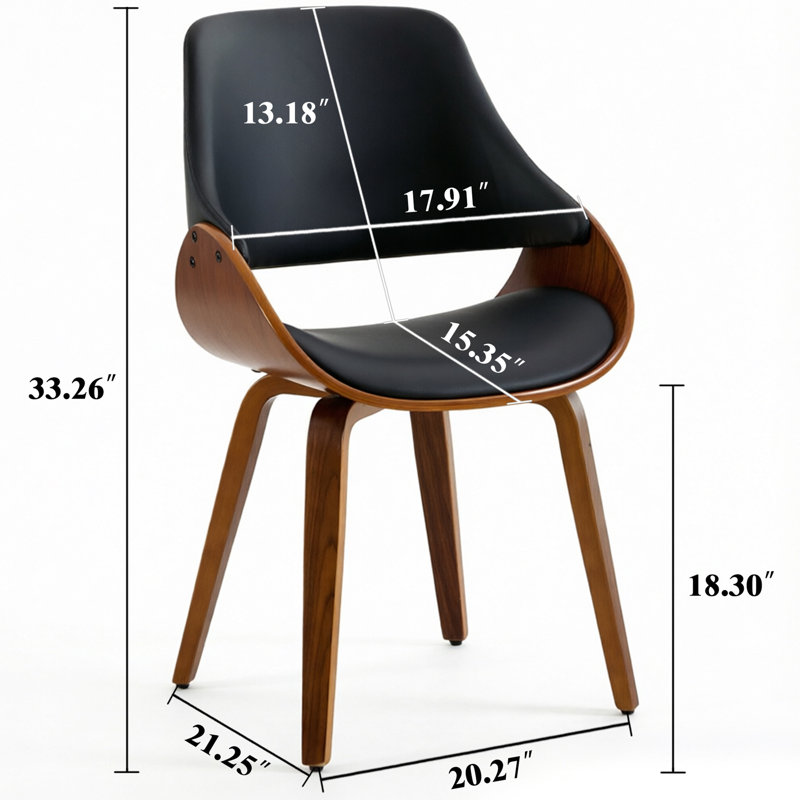 Modern Faux Leather Dining Chairs,Wood Side Chairs with Solid Wood Legs, Black