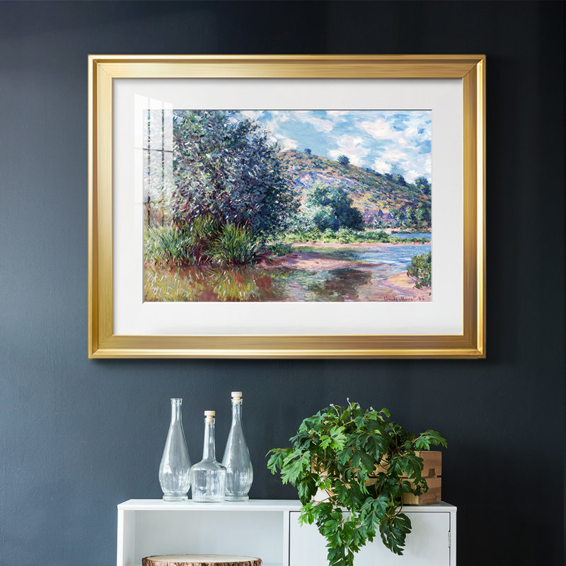 Paysage au port, impression sur papier, H 15 po x l 21 po x P 1,5 po, Or