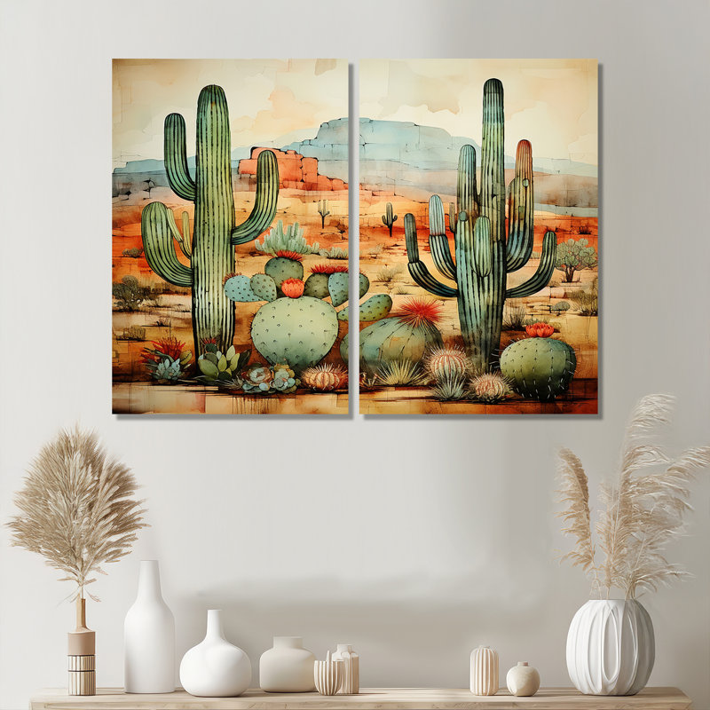 «Desert mexicain Serenity 2», art mural vert, 36" H x 48" W, Wrapped Canvas, Does Not Apply