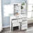 Amarula Small Vanity with LED Light Mirror,Ample Storage Space with 6 Drawers & Detachable Light Bulbs,Dressing Table with Stool for Bedroom