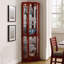 Armoire de coin éclairée en verre à 6 tablettes avec tablettes réglables et dos en miroir-159063218