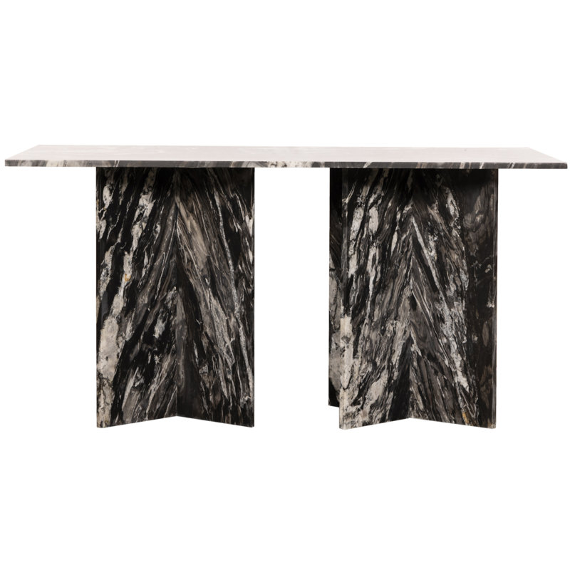 Verona Genuine Marble Dining Table, Black, 60"  L x 36" W