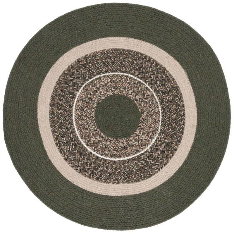 Tapis vert / beige Mikaella 761, Rond 3 pi