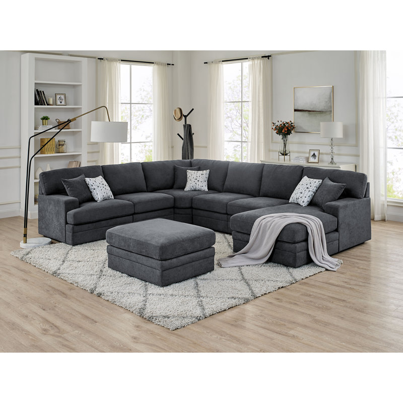 Thistlebrook Sectional, Dark Gray Polyester Blend