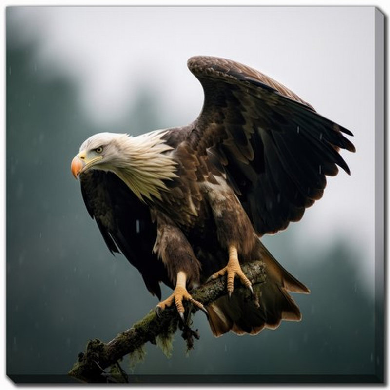 Art de la faune, aigle perché, 24" H x 24" W