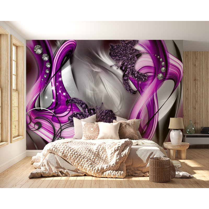 Murale pelez et collez - Zaharie, L 96,5 po x l 135 po, Mauve