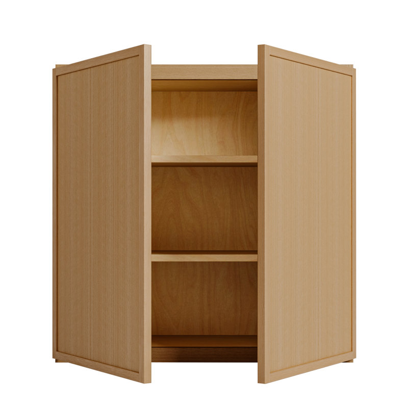 Armoire murale moderne en chêne blanc, fabrication en contreplaqué et charnières à fermeture en douceur, rangement de cuisine personnalisé