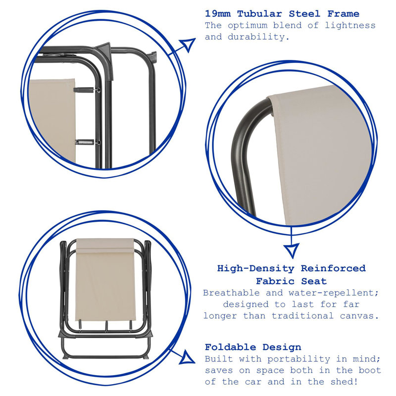 Folding Deck Chair, Beige
