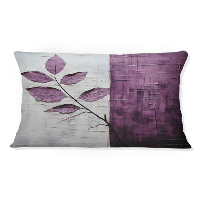 Purple Leaves Plum Precision - Leaves Printed Throw Pillow