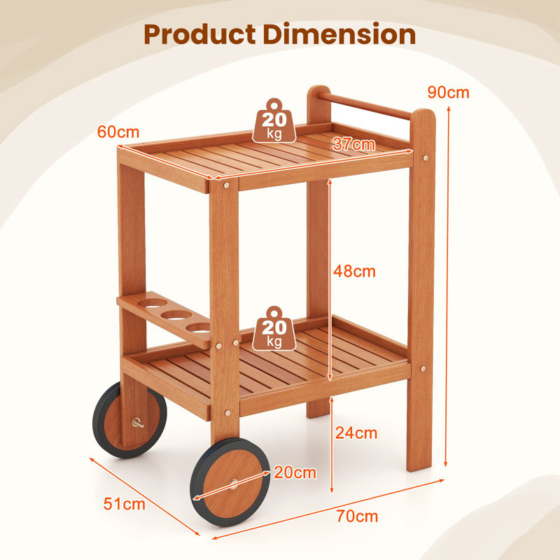 Solid Wood Bar Cart