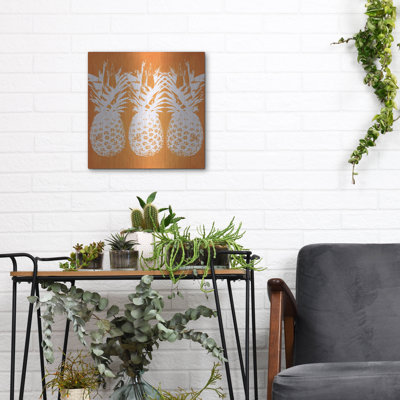 Orange Pineapples' by Linda Woods, Metal Wall Art