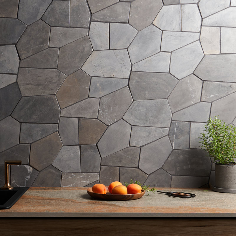 Carreau de mosaïque en pierre naturelle pittoresque l 11,81 po x L 19,68 po, gris