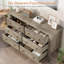 Commode 6 tiroirs avec boutons en métal, grande commode en bois de 50 po de largeur pour le salon de la chambre à coucher-730790243