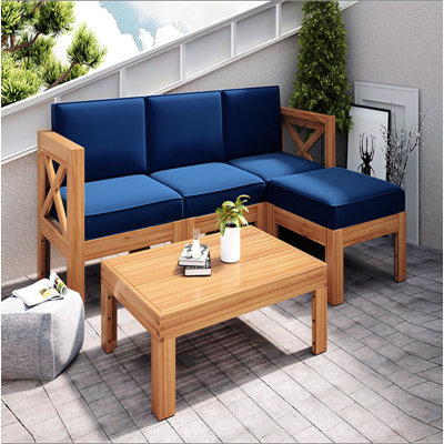 Ensemble de conversation modulaire avec canapé et coussins 5 pièces