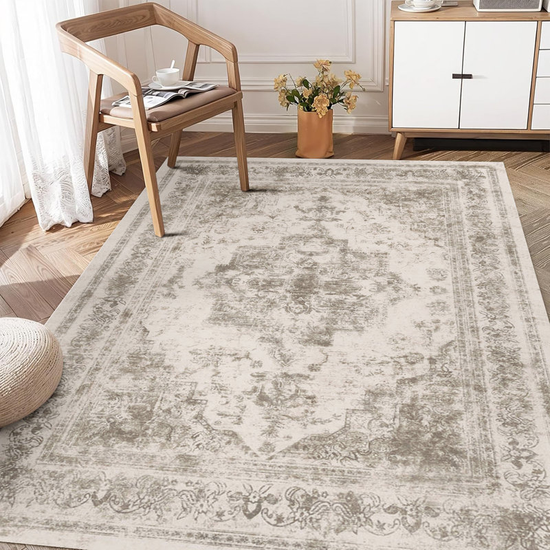 Tapis oriental lavable à la machine avec envers antidérapant Elaine, Rectangle 5 pi x 7 pi