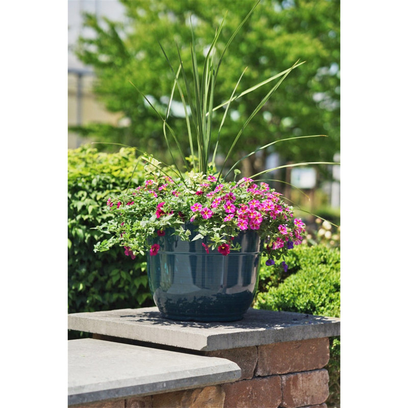 Maisonette Round Pot Planter with Drainage Holes , Dark Teal