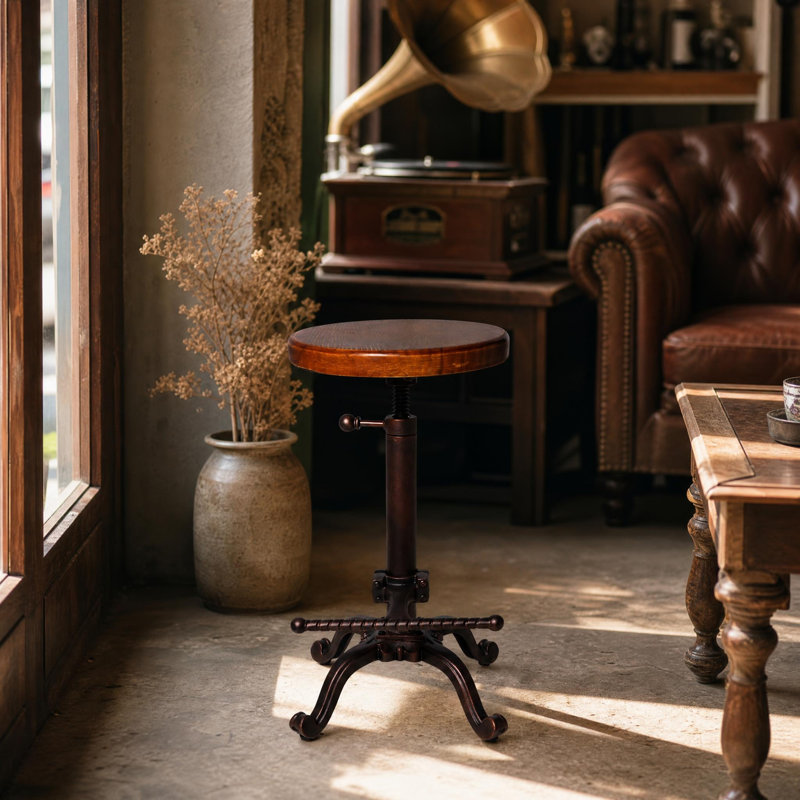 Tabouret de bar pivotant vintage 22,04 à 25,98 pouces avec tabourets de comptoir industriels réglables pour îlot de cuisine avec repose-pieds