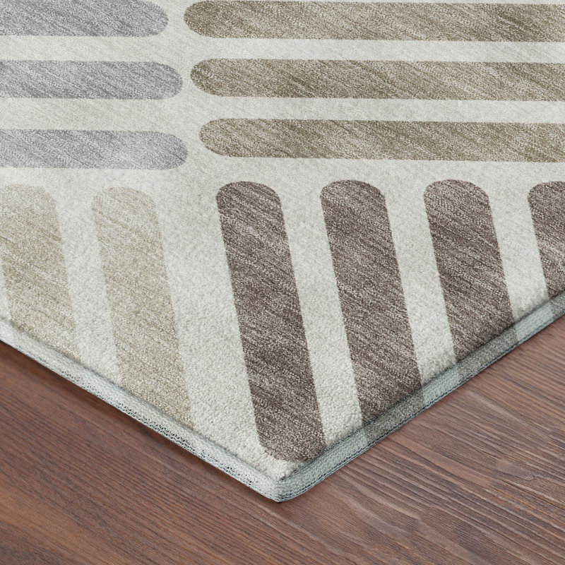 Premium Machine Washable Mayfield AMF2339 Geometric Rug, Ivory, 2'6" x 3'10"