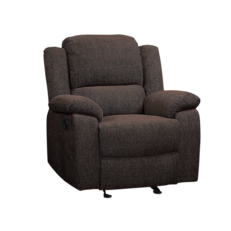 Brown Velvet Recliner with Wood Frame