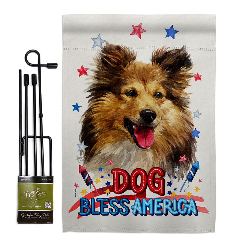 Drapeau de jardin Patriotic Shetland Sheepdog, H 18,5 po x l 13 po