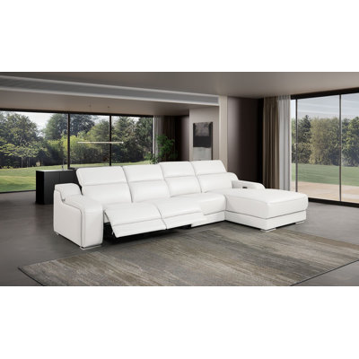 Canapé modulaire en cuir italien Coronado 4 pièces faisant face à la droite avec 2 fauteuils inclinables électriques et appuis-tête réglables orientés vers la droite Coronado