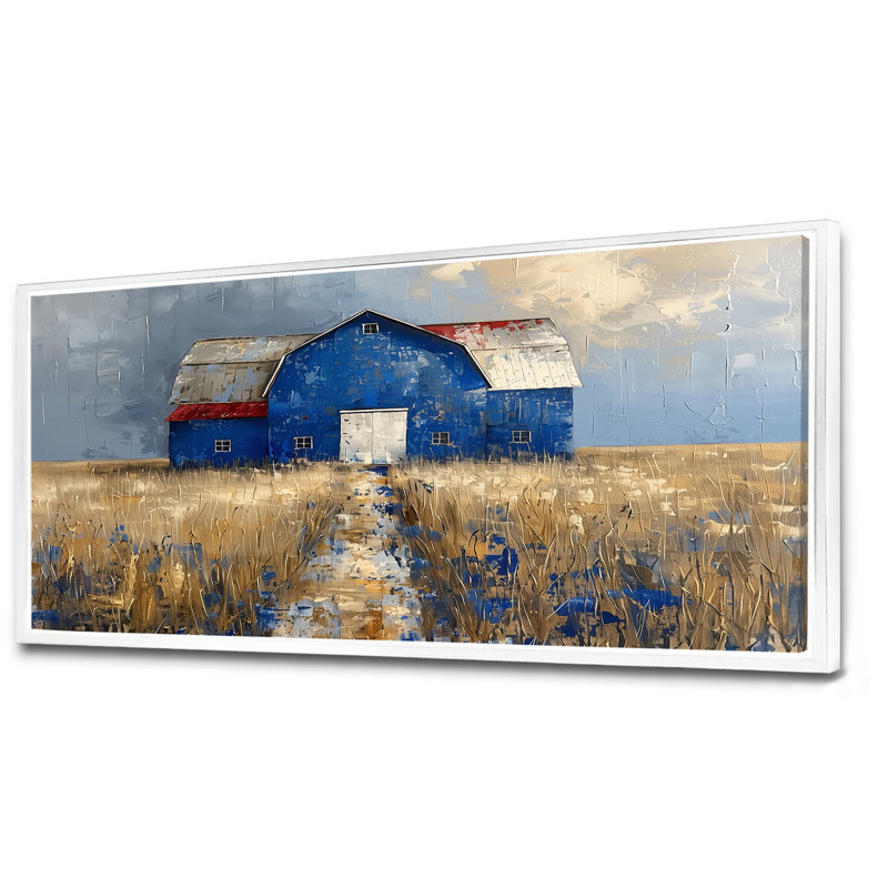 Lovell - Barn Wall Art Living Room, Toile encadrée flottée blanche, H 28 po x l 60 po x P 1,5 po