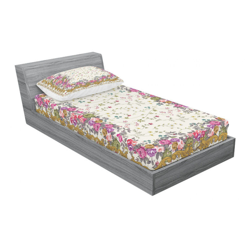Microfiber Floral Sheet Set, Twin XL Sheet Set + Fitted Sheet + 1 Pillowcase