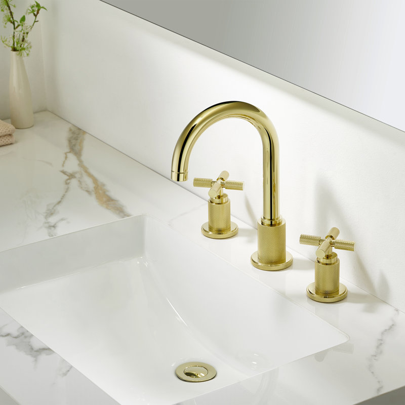 Robinet de salle de bain luxueux et moderne - Conception à 2 poignées et 3 trous avec finition or brossé