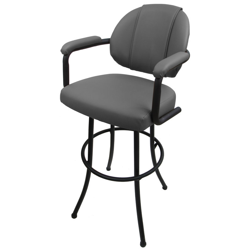 Mecos Swivel Upholstered Counter Stool, Black, Gray, Extra Tall (34" Seat Height)