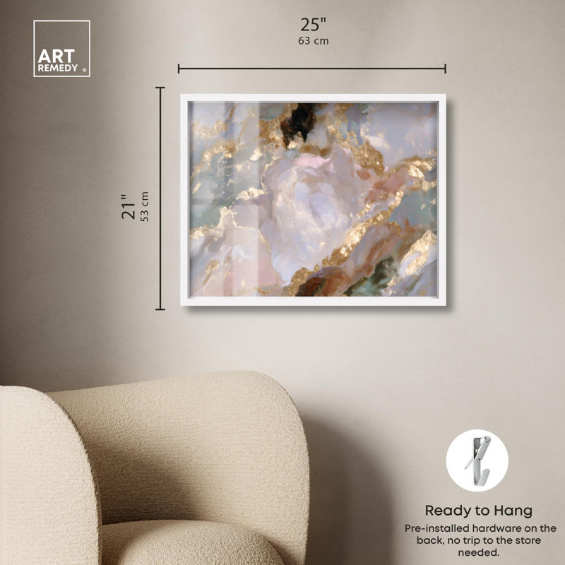 Art géodésique marbré lustré par Art Remedy, H 21 po x l 25 po, Blanc