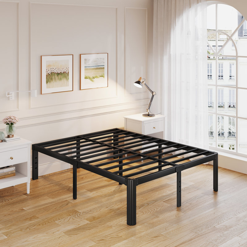Jalyna Heavy Duty Metal Bed Frame with Round Corners, Box Spring Not Required, Noise Free, Queen, 14"