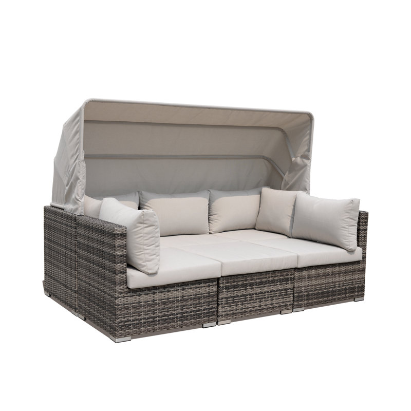 Strawser 83 " W Wicker Patio Daybed with Cushions